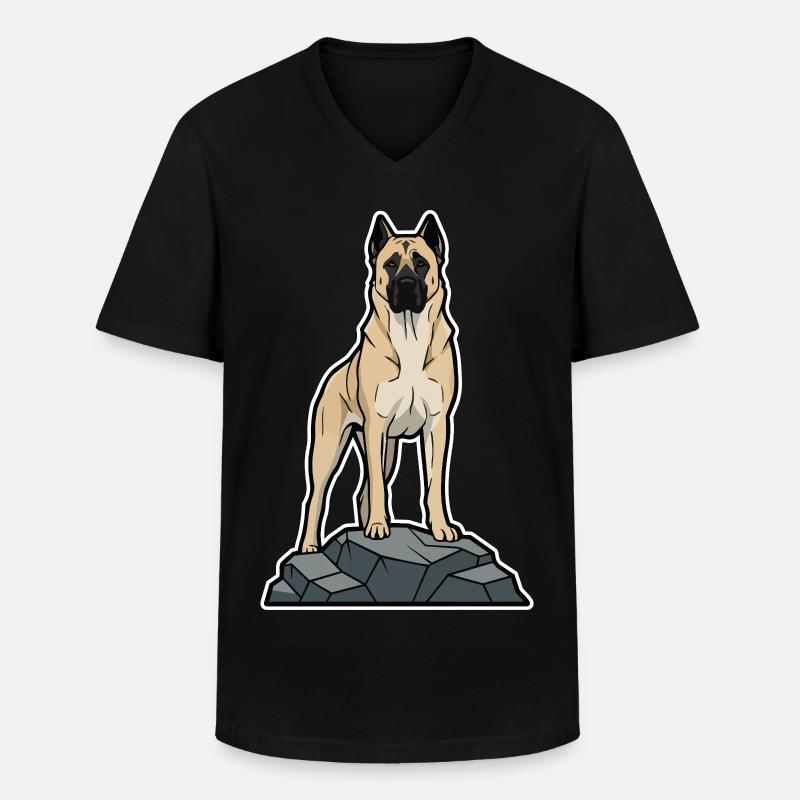 Anatolischer Schäferhund auf Schutzfelsen - Männer-T-Shirt mit V-Ausschnitt - Schwarz
