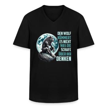 Wölfe DEN WOLF KÜMMERT ES NICHT WAS SCHAFE DENKEN - Männer-T-Shirt mit V-Ausschnitt - Schwarz - Vorne - AI Model Male 178 dark (178cm)