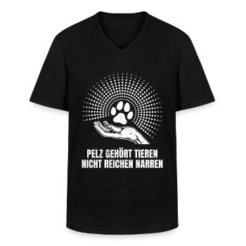 Tierschutz PELZ GEHÖRT TIEREN NICHT NARREN - Männer-T-Shirt mit V-Ausschnitt - Schwarz - Vorne - AI Model Male 178 dark (178cm)