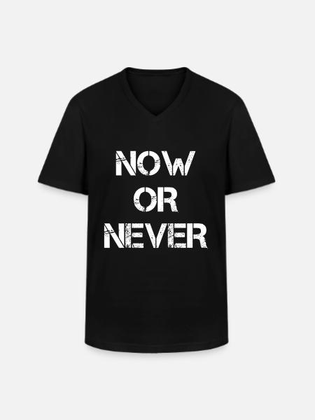 Now Or Never - Men's V-Neck T-Shirt - black