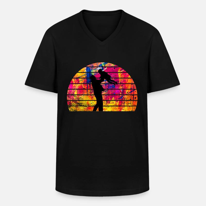 Vater und Tochter - Männer-T-Shirt mit V-Ausschnitt - Schwarz