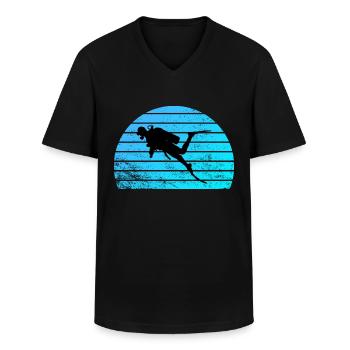 diver - Men's V-Neck T-Shirt - black - Front - AI Model Male 178 dark (178cm)