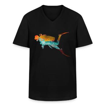 diver - Men's V-Neck T-Shirt - black - Front - AI Model Male 178 dark (178cm)