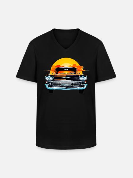 Sun Set Chevy - Men's V-Neck T-Shirt - black