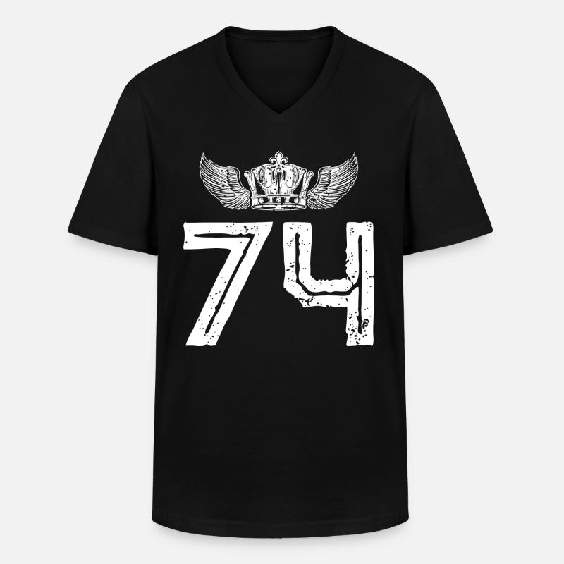 74 Zahl Krone - Männer-T-Shirt mit V-Ausschnitt - Schwarz