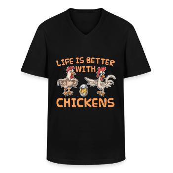Huhn Hühner - Männer-T-Shirt mit V-Ausschnitt - Schwarz - Vorne - AI Model Male 178 dark (178cm)