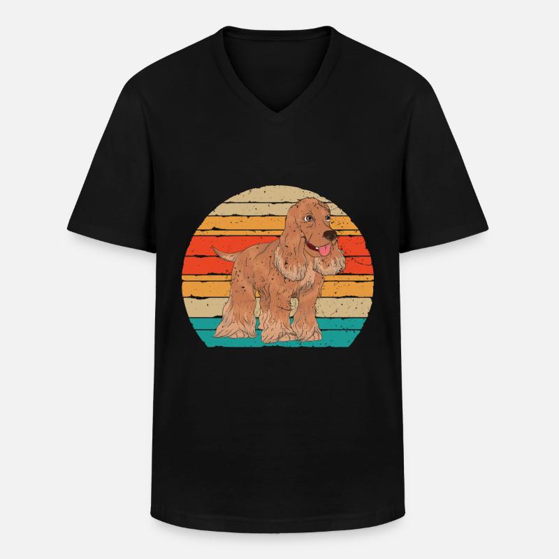 Retro Cocker Spaniel - Männer-T-Shirt mit V-Ausschnitt - Schwarz