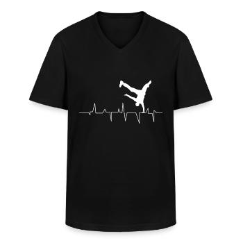 Hip Hop - T-shirt col V Homme - noir - Devant - AI Model Male 178 dark (178cm)