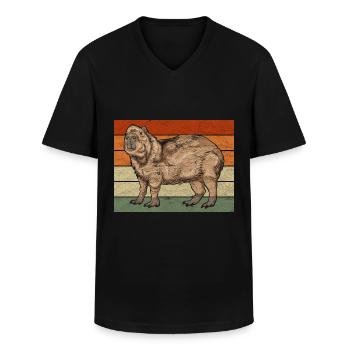 Retro Capybara - Männer-T-Shirt mit V-Ausschnitt - Schwarz - Vorne - AI Model Male 178 dark (178cm)