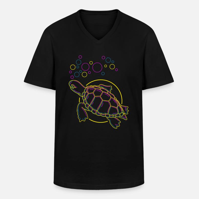 Schildkröte - Männer-T-Shirt mit V-Ausschnitt - Schwarz