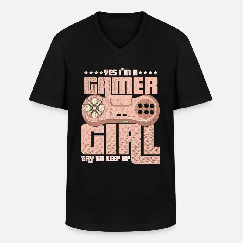 Gaming - Männer-T-Shirt mit V-Ausschnitt - Schwarz