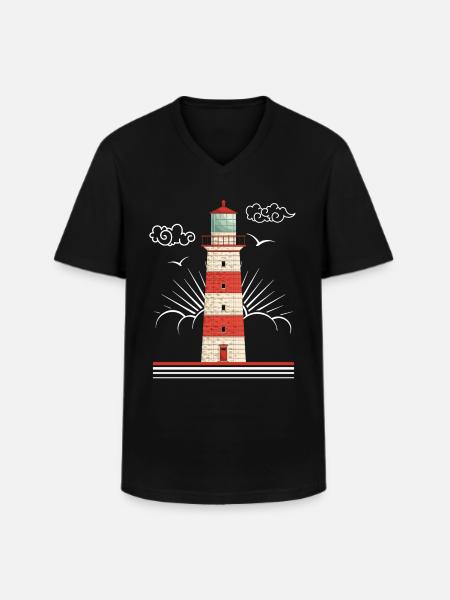 Lighthouse - Men's V-Neck T-Shirt - black