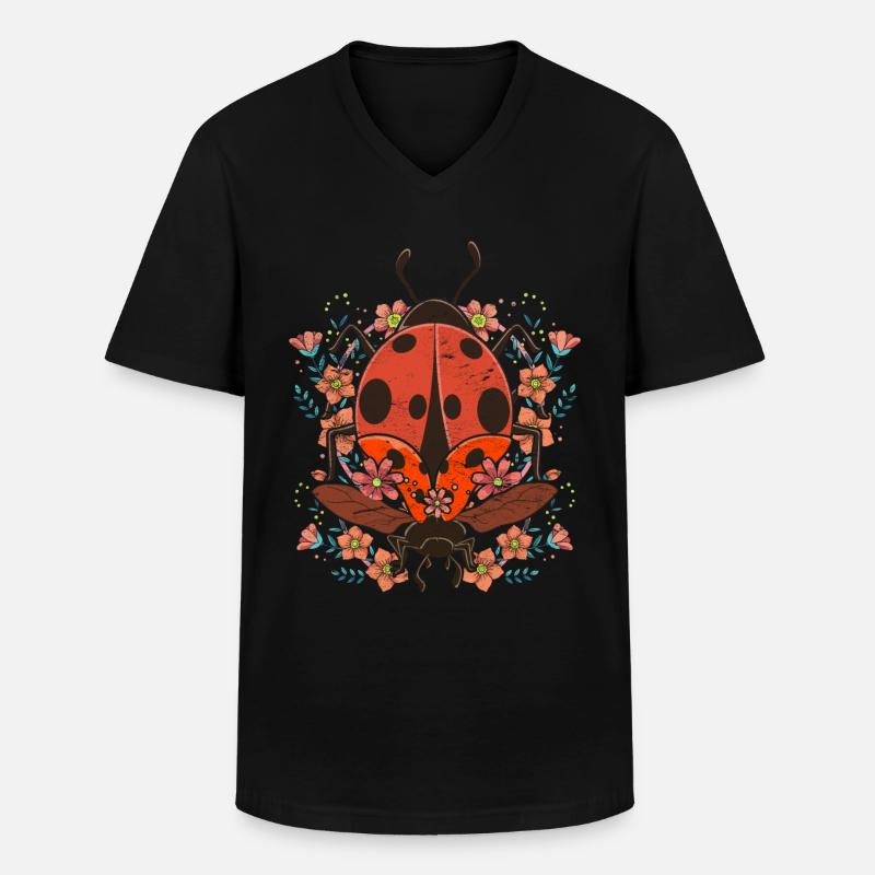 Coccinella - Maglietta da uomo classica con scollo a V - nero