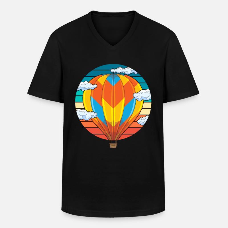Retro Ballonfahrer Geschenkidee Heißluftballon - Männer-T-Shirt mit V-Ausschnitt - Schwarz