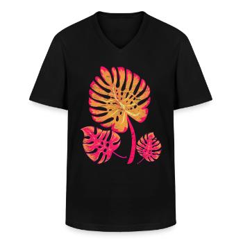 Monstera Deliciosa Cadeau végétal Monstera - T-shirt col V Homme - noir - Devant - AI Model Male 178 dark (178cm)