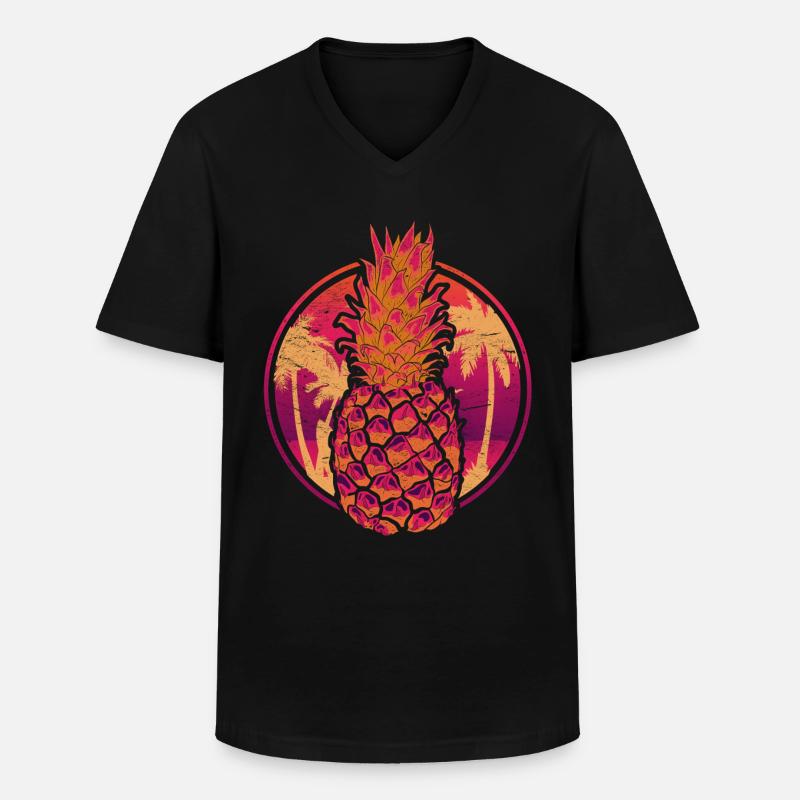 Summer Fruit Tropical Fruit Pineapple - Men's V-Neck T-Shirt - black