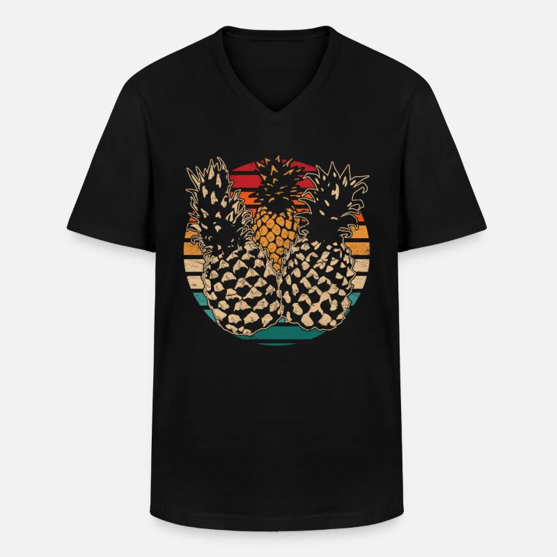 Summer Fruit Tropical Fruit Pineapple - Men's V-Neck T-Shirt - black