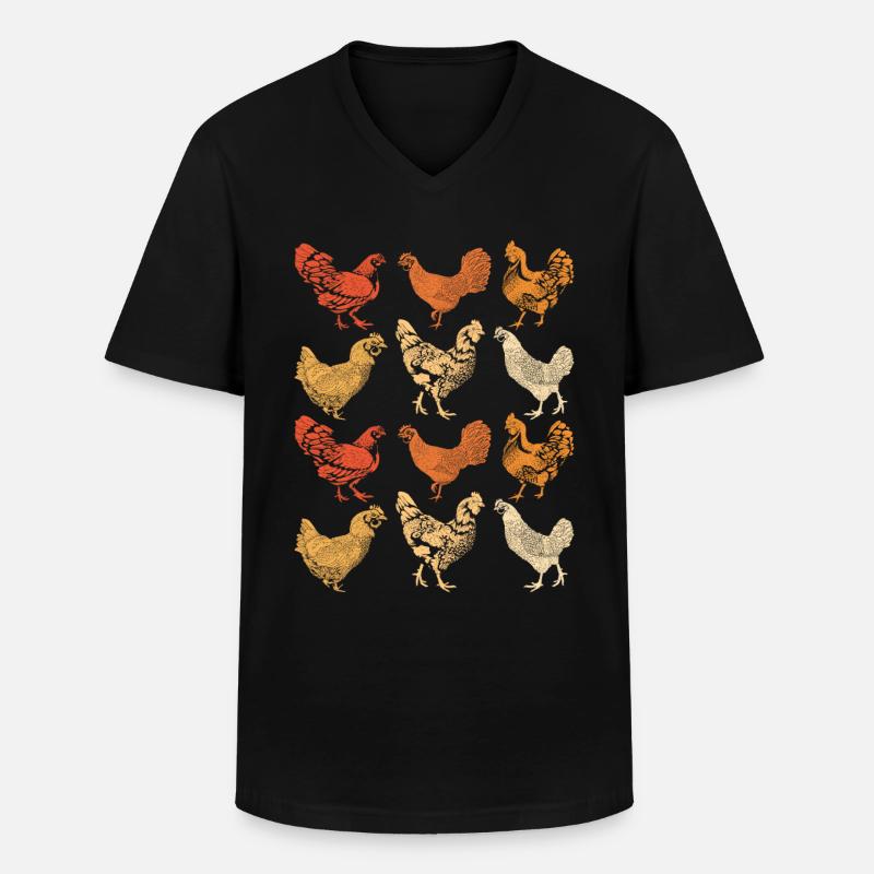 Hühner - Männer-T-Shirt mit V-Ausschnitt - Schwarz