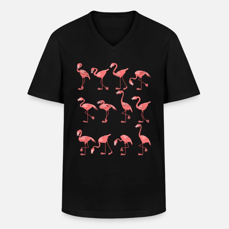 Flamingo - Männer-T-Shirt mit V-Ausschnitt - Schwarz
