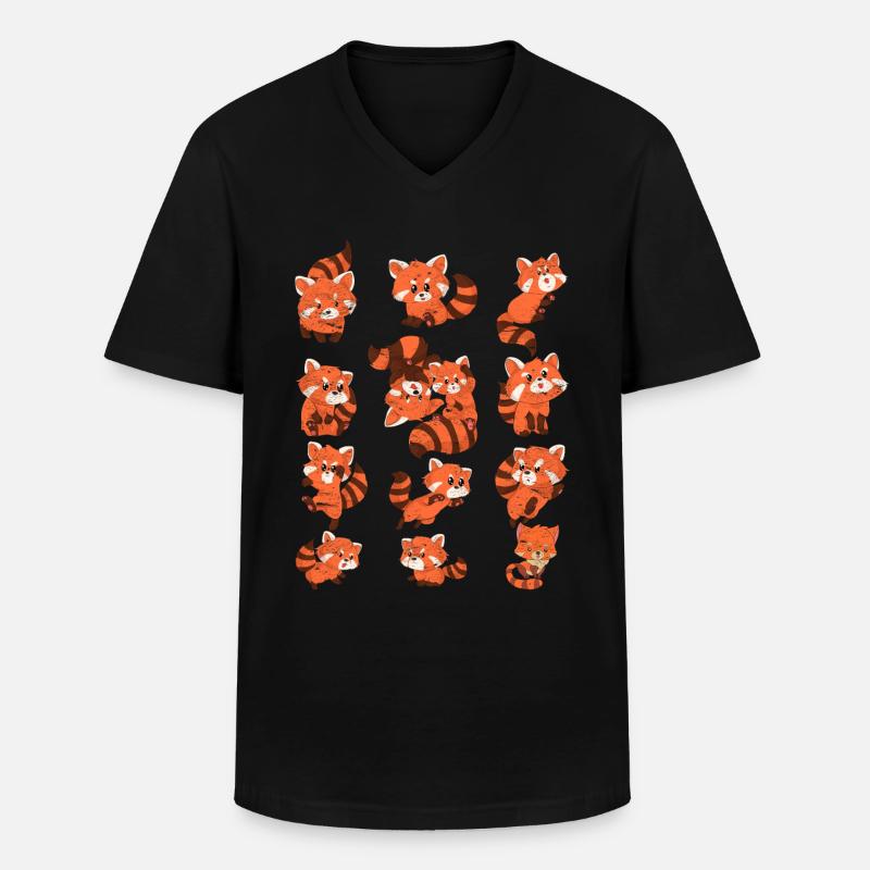Roter Panda - Männer-T-Shirt mit V-Ausschnitt - Schwarz