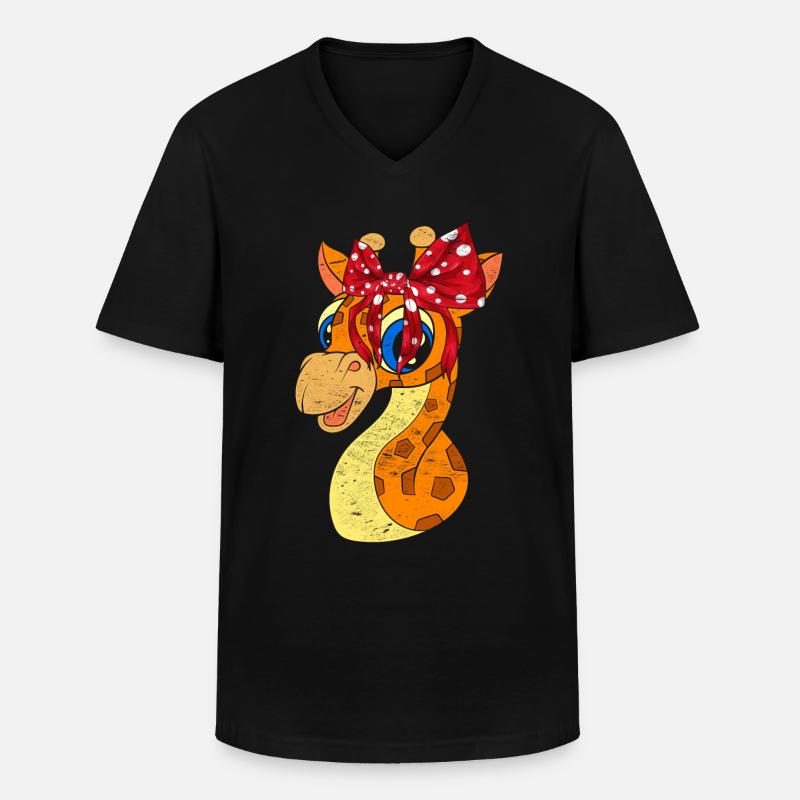 Giraffe - Männer-T-Shirt mit V-Ausschnitt - Schwarz