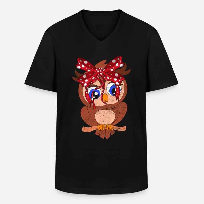 Eule - Männer-T-Shirt mit V-Ausschnitt - Schwarz