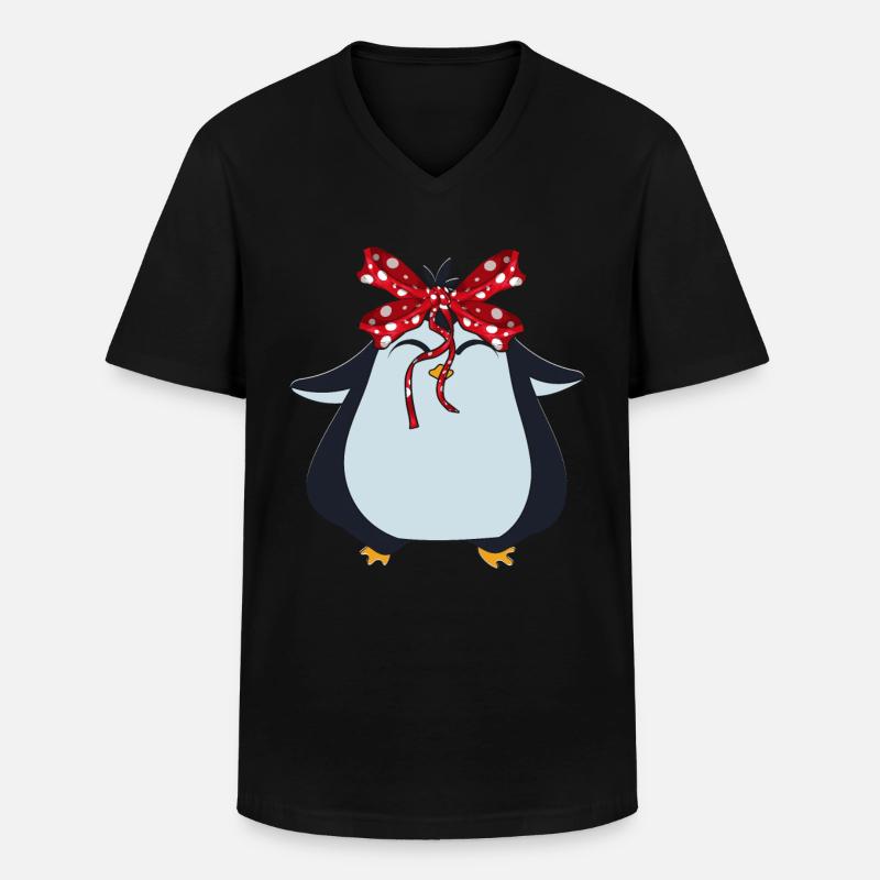 Pinguin - Männer-T-Shirt mit V-Ausschnitt - Schwarz