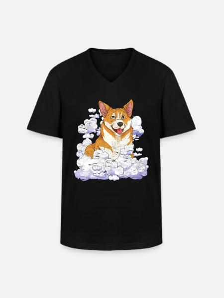 Hund elsker hund kæledyr gave Cloud Corgi - Klassisk herre T-shirt med V-udskæring - sort