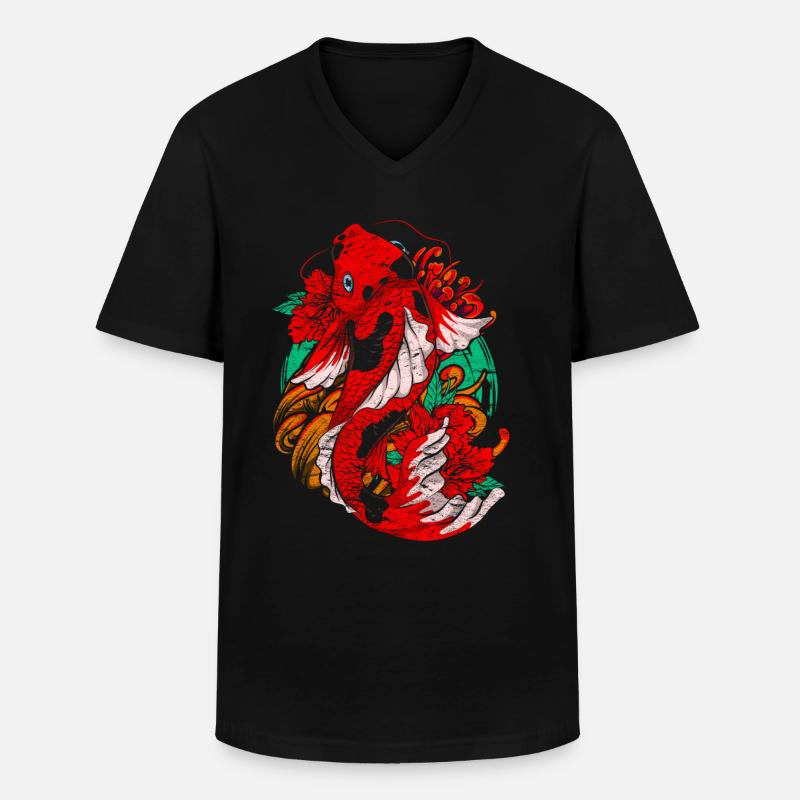Koi Karpfen - Männer-T-Shirt mit V-Ausschnitt - Schwarz