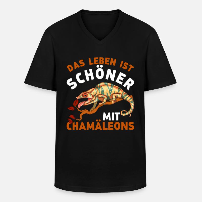 Chamäleon - Männer-T-Shirt mit V-Ausschnitt - Schwarz