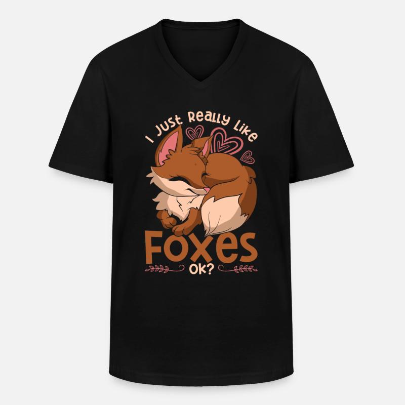 Fuchs - Männer-T-Shirt mit V-Ausschnitt - Schwarz