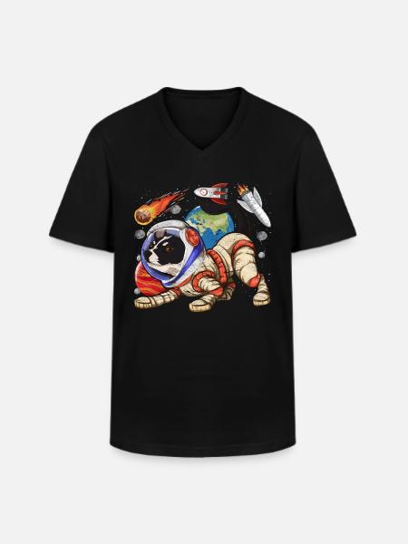 Astronaut Dogs Gift French Bulldog - Men's V-Neck T-Shirt - black