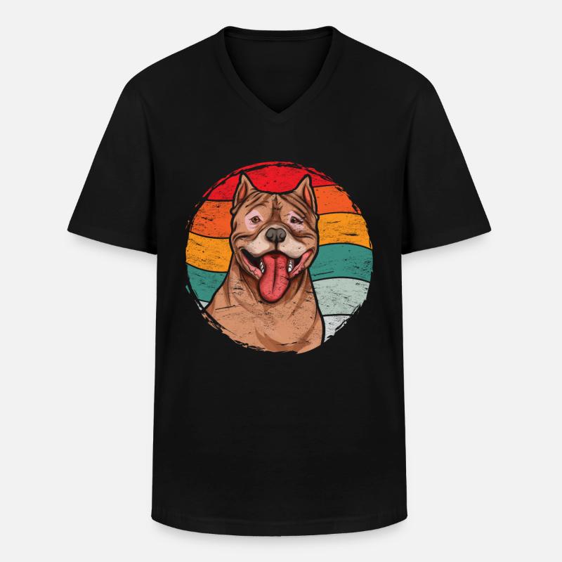 Retro Pitbull - Männer-T-Shirt mit V-Ausschnitt - Schwarz