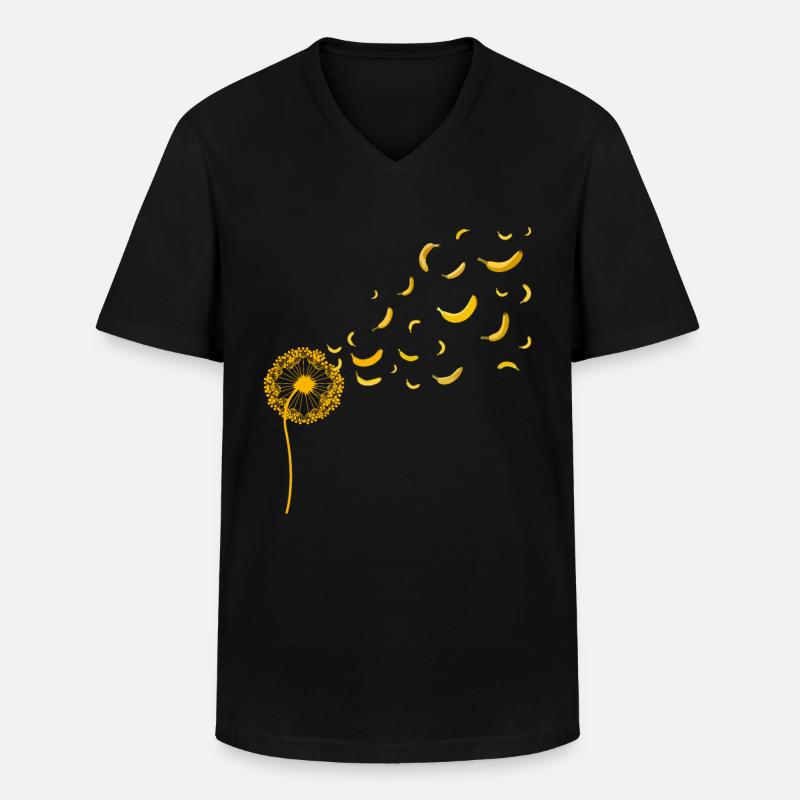 Frucht Obst Geschenk Pusteblume Banane - Männer-T-Shirt mit V-Ausschnitt - Schwarz