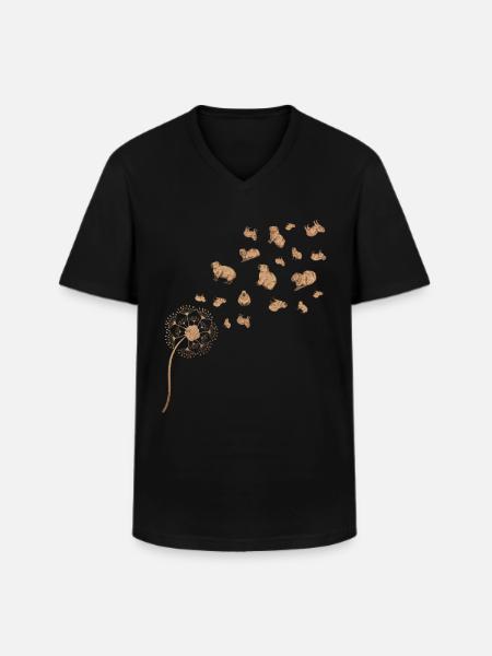 Animal lover gift dandelion capybara - Men's V-Neck T-Shirt - black