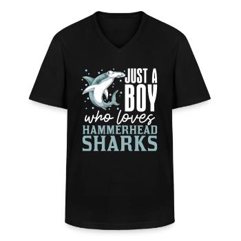 Tier Hai Meeresbewohner Jungen Geschenk Hammerhai - Männer-T-Shirt mit V-Ausschnitt - Schwarz - Vorne - AI Model Male 178 dark (178cm)
