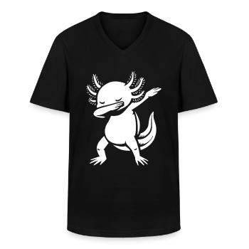 Axolotl dabbing - Dab Dance - Cadeau - T-shirt col V Homme - noir - Devant - AI Model Male 178 dark (178cm)