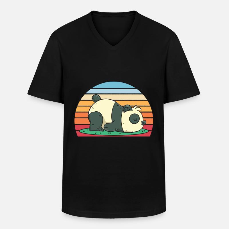 Schlafender Pandabär Geschenk Panda - Männer-T-Shirt mit V-Ausschnitt - Schwarz