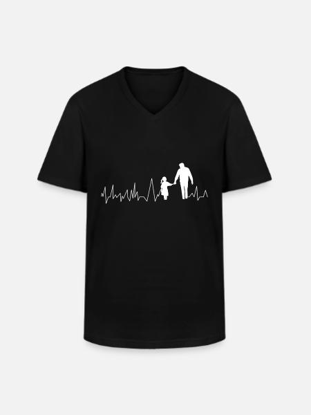 Father and daughter - Men's V-Neck T-Shirt - black