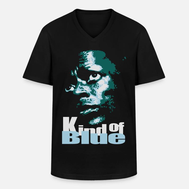 Blauer Jazz Flex - Männer-T-Shirt mit V-Ausschnitt - Schwarz