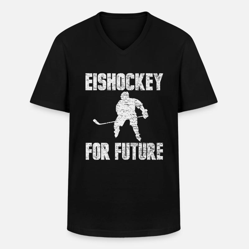 Eishockey - Männer-T-Shirt mit V-Ausschnitt - Schwarz