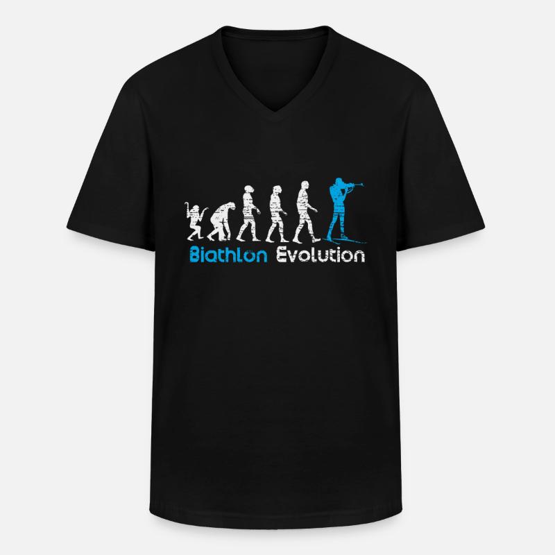 Biathlon Evolution Wintersport Geschenk - Männer-T-Shirt mit V-Ausschnitt - Schwarz