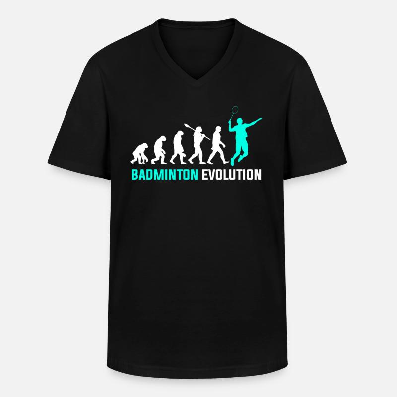 Badminton Evolution - Männer-T-Shirt mit V-Ausschnitt - Schwarz