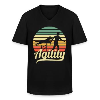 agilité - T-shirt col V Homme - noir - Devant - AI Model Male 178 dark (178cm)