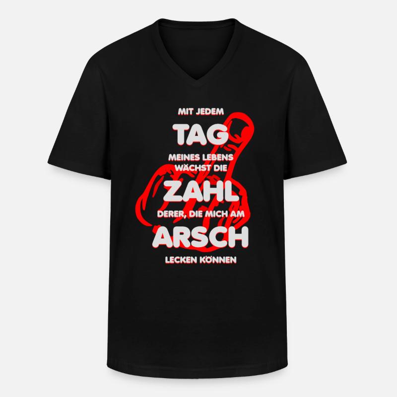 leck mich am arsch - Männer-T-Shirt mit V-Ausschnitt - Schwarz