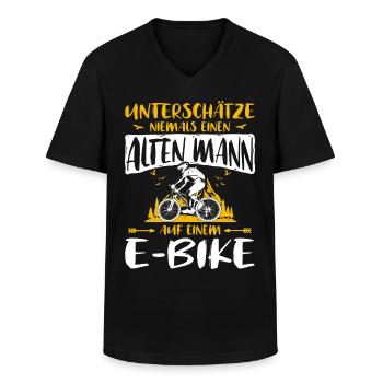 Mann Elektrofahrrad E-Bike Spruch - Männer-T-Shirt mit V-Ausschnitt - Schwarz - Vorne - AI Model Male 178 dark (178cm)