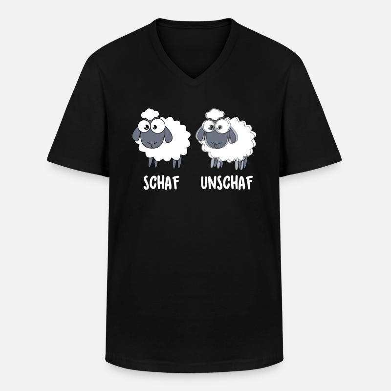 Schaf Unschaf - Männer-T-Shirt mit V-Ausschnitt - Schwarz