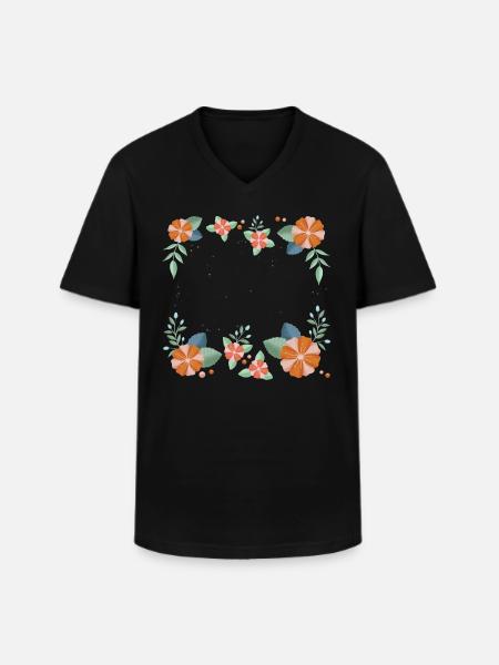 Blumen - Männer-T-Shirt mit V-Ausschnitt - Schwarz