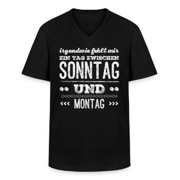 MIR FEHLT EIN TAG ZWISCHEN SONNTAG UND MONTAG - Männer-T-Shirt mit V-Ausschnitt - Schwarz - Vorne - AI Model Male 178 dark (178cm)