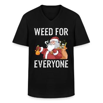 Weed Shirt Cannabis Weihnachten Marijuana Kiffer - Männer-T-Shirt mit V-Ausschnitt - Schwarz - Vorne - AI Model Male 178 dark (178cm)